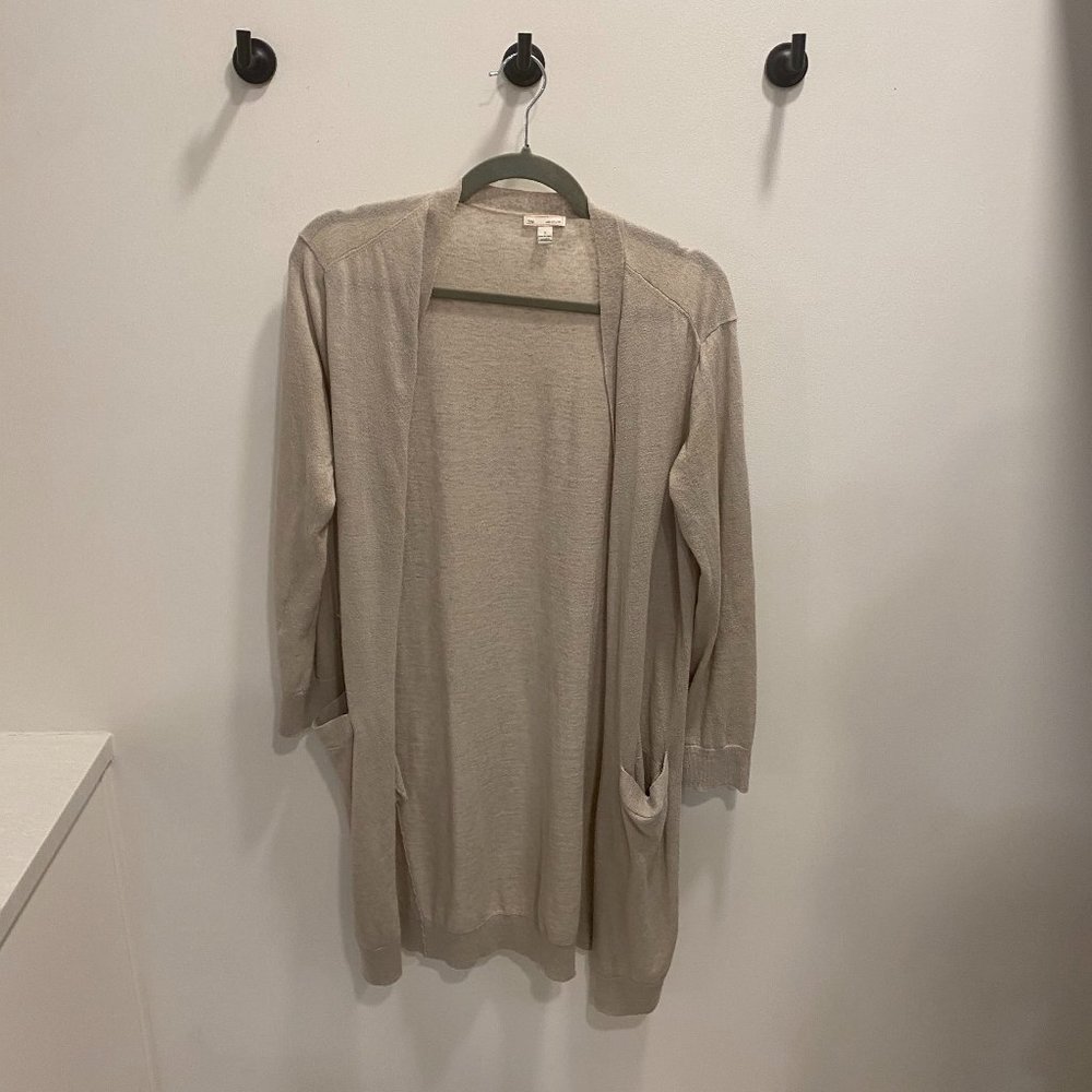 Gap Long Duster Linen Beige/Tan Small Long Sleet